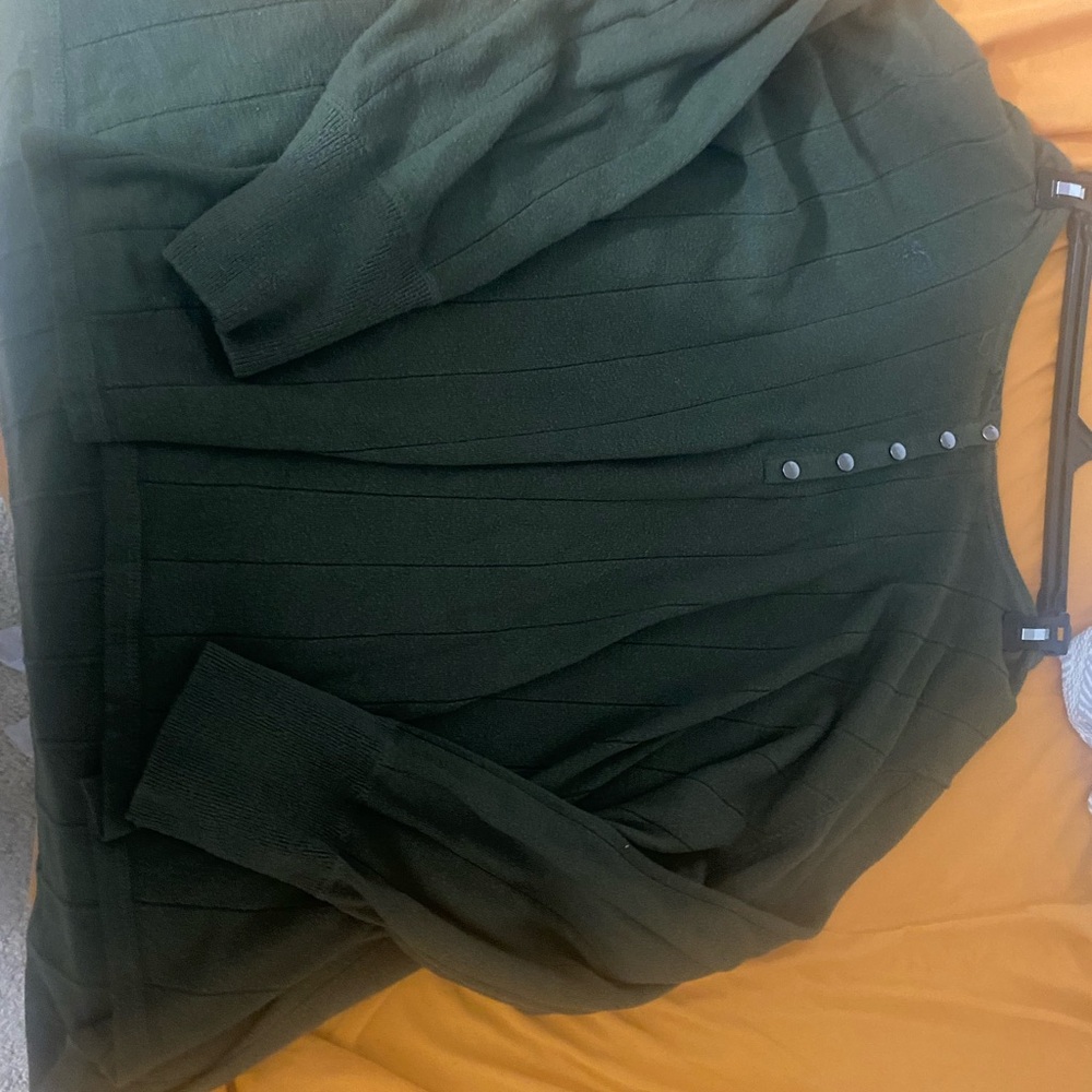 Dark Green Button-Up Sweater
